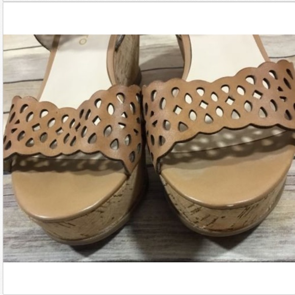 Franco Sarto Womens Leather Sandal Wedge Cork Heel - Picture 4 of 8